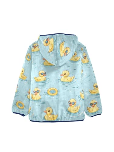 Yellow Duck Swimming Girls Fleece Jacket Girls Fall Jacket Boys Coats Zip Up Hoodie Children Outerwear 2-10T2