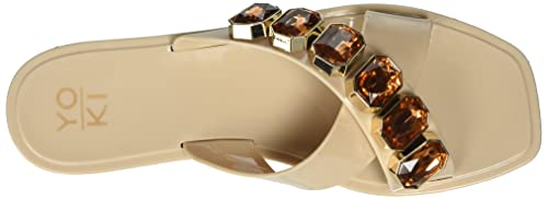 Yoki-Mitex-13 Flat Jelly Eva Sandals With Stone Design On Upper, Nude, 6 M Us #TOP4