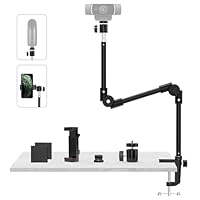 KDD Webcam Halterung Kamerahalterung 55,1cm, Webcam Stand mit Handyhalterung & 5/8 Shraube, Lichtstativ Klemme 360° Schwanenhals für Logitech C922 C930e C920 C925e C615 Brio 4K, GoPro Hero Blue Yeti