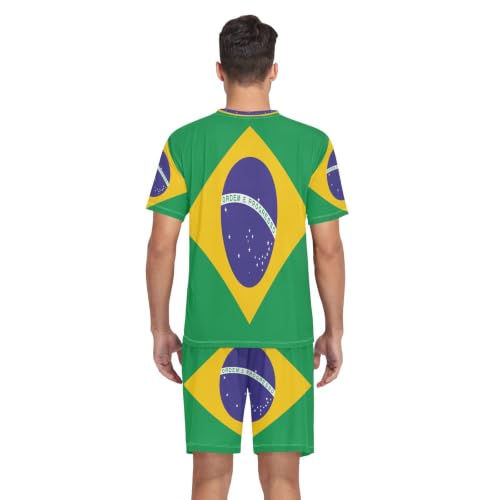 Camisas de pijama para hombre de manga corta con diseño de la bandera de Brasil 7