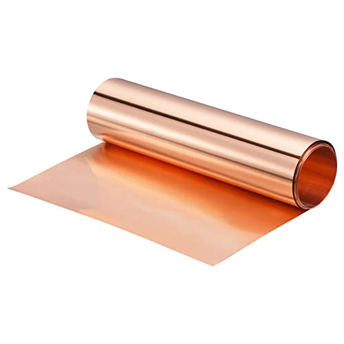 uxcell Copper Flashing Sheet Roll 3500mm x 200mm x 0.08mm, 99.9% Pure Copper Strip 8
