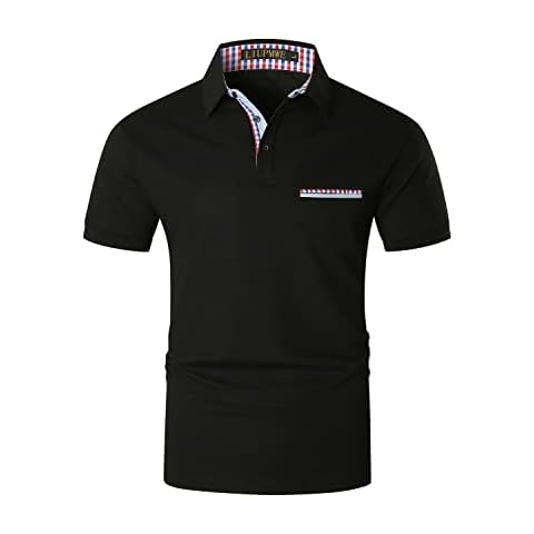 LIUPMWE Men's Plaid Splice Polo Shirt Cover