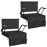 Sheenive Extra Wide Stadium Seats for Bleachers (380 lbs) - Soft & Comfortable Big & Tall Bleacher Chair with Back Support 2pcs- Relieves Back & Hip Pain on Concrete, Wood, Plastic & Aluminum Benches