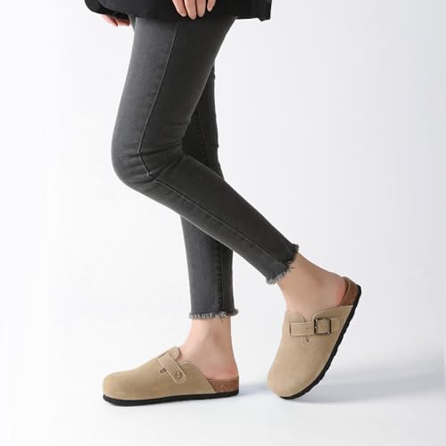 Image of Xiakolaka Women's Suede Clogs Adjustable Buckle Slip on Footbed Home Clog Slippers for Comfort Casual Daily Wear