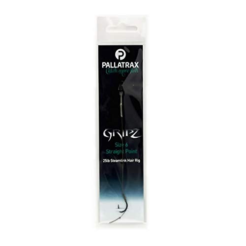 Pallatrax Gripz Straight Point Hair Rigs (Braid, Fluorocarbon, Steamlink) (Size 6-25lb Steamlink)