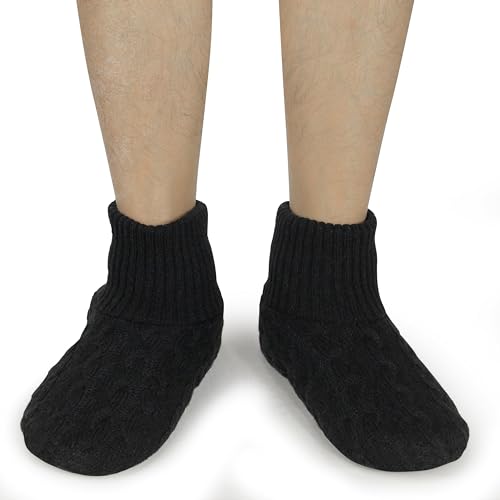 Image of BenSorts Men Fuzzy Slipper Socks with Grippers Non Slip Indoor House Socks Christmas Gifts