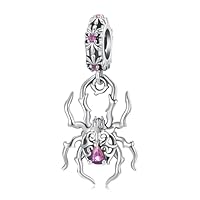 Kerraom Pendentif Araignée Gothique Argent 925 avec Zircon — Charm Toile d'araignée Bijoux Cadeau pour Femme, Fille et Fêtes d'Halloween