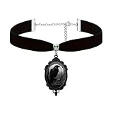 Dreuyet Raven Cameo Velvet Choker Necklace for Women Gothic Crystal Glass Vintage Raven Crow Necklaces Black Punk Style Goth Mystic Victorian Necklace Halloween Costume Jewelry (Black L CrowN)