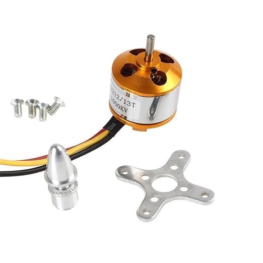 Steel Brushless DC Motor, Multicolour, 1 x A2212 10T 13T 1400KV Brushless Motor for Drone, 1 x Prop Adapter, A Motor Holder (X-type), set of screws-picture-12