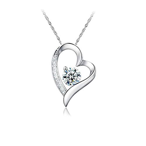 Bijoux de mariage pour femme avec collier cœur en cristal argent sterling 925
