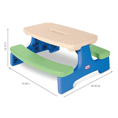 Image of Little Tikes Easy Store Picnic Table with Umbrella, Multi Color, 42.00''L x 38.00''W x 19.75''H