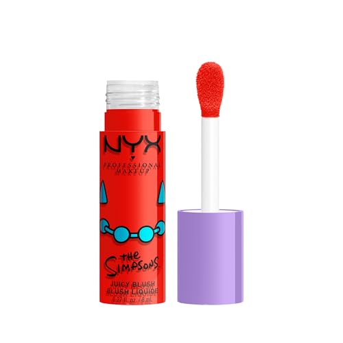 NYX PROFESSIONAL MAKEUP Saucy Sisters Fat Cheeks Blush Juicy Liquid Blush For A Radiant Pop of Color The Simpsons Collaboration Vegan & Cruelty-Free - Snarky Scarlet (Ruby Red)