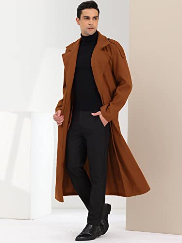 Image of Lars Amadeus Men's Winter Pea Coat Notch Lapel Double Breasted Solid Color Overcoat