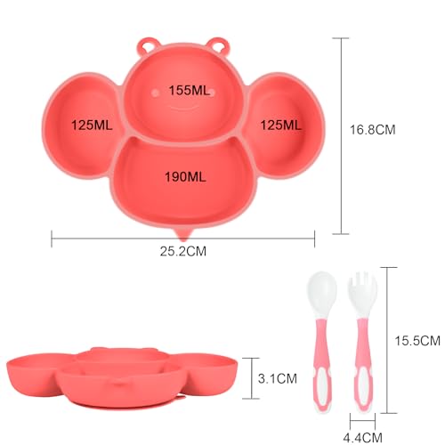 Vicloon Baby Suction Plate, Non-Slip Silicone Baby Divided Plate - Image 2