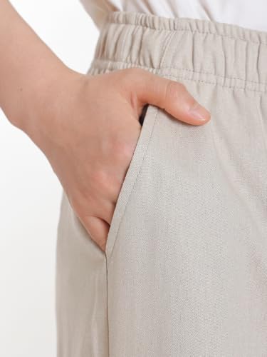 Weintee Women's Petite Linen Pants Barrel Leg4