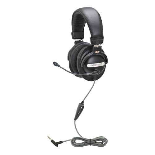 Image of Egghead Audio Enhanced Deluxe Headphone with 40mm NdFeb Speakers, Leatherette Ear Cushions, Pivoting Earcups, Adjustable Headband, and Tangle-Free Cord, Pack of 10