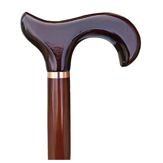 Gents Wooden Derby Cane with Collar Walking Stick in Dark Brown Wood Stain 94cm (37") Height