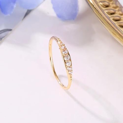 Gold Plated Cubic Zirconia Fashion Minimalist Engagement Ring Wedding Bridal Band Promise Rings Evening Parties Anniversary Valentine's Day Gifts Eternity Bands for Women