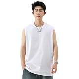 [Mmlnrc] タンクトップ メンズ 無地 トップス ノースリーブ 夏服 フィットネスTシャツ スポーツtシャツ 綿100％ L 白