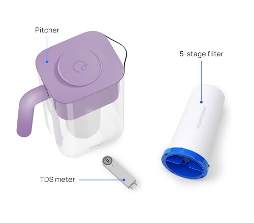 Image of Culligan with ZeroWater Technology 10-Cup Water Filter Pitcher - Includes 5-Stage Advanced Water Filter, IAPMO Certified to Reduce Lead, Total PFAS, Mercury, Fluoride, and Chlorine - Lilac