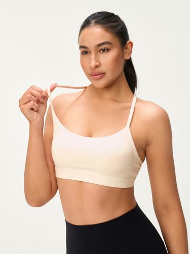 Image of Womens Y Back Padded Sports Bra Strappy U Neck Butter Soft Low Impact Workout Bras Yoga Pilates Walking