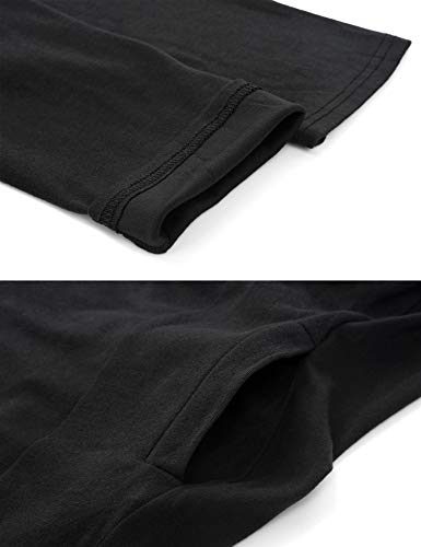 Ragemall Mens Long Cardigan Open Front Draped Lightweight Hooded Sweater With Pockets Black_M #TOP3