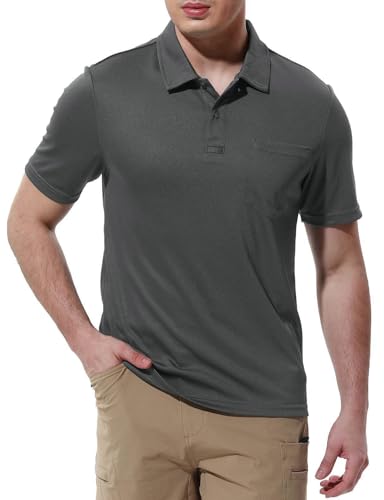Image of Rdruko Men's Polo Shirts Short Sleeve Quick Dry Outdoor Golf Sports Shirts with Pocket