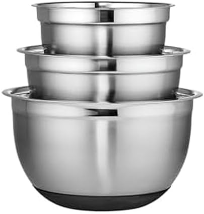 Chicago Metallic Stainless Steel Bowls, Versatile Nesting Mixing Bowls for Every Kitchen Task, Set of 3