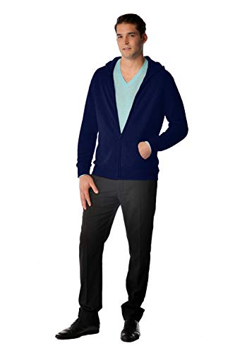 Cashmere Boutique 100% Pure Cashmere Hoodie Sweaters for Men – Full Zip, Long Sleeve, and Both Side Front Pockets