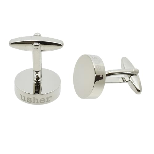 Mancuernillas redondas Usher con borde grabado a láser para hombre miniatura 1