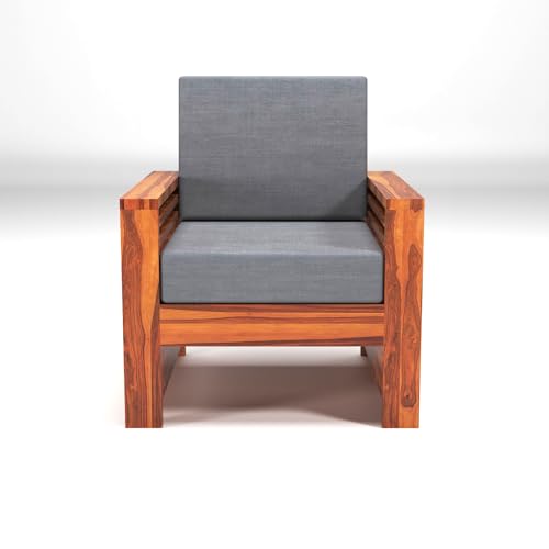 Image of KINGS HOME FURNITURE Sheesham Wooden 4 Seater Sofa for Living Room | Rosewood 4 Seater Cushion Sofa with Side Teapoy for Home & Office | Solid Wood Sofa Set for Lounge (Walnut,Beige,2+1+1 Seater)