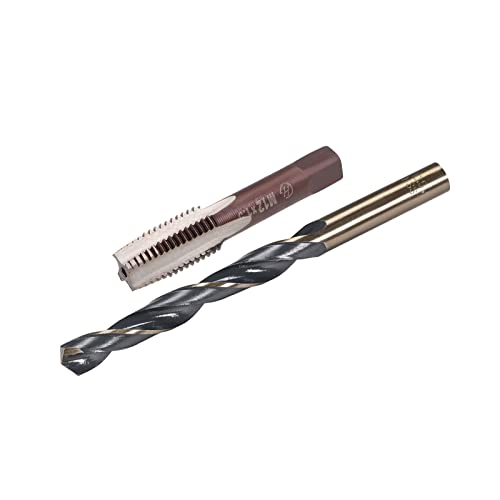 QUARKZMAN 1 Paire Métrique Main Taraud M12 Filetage 1,5 Pas 4 Droit Cannelures H2 Alliage Outil Acier, Droit Queue Hélicoïdal Forets Mèches 10,5mm HSS 4341 avec 10,5mm Queue