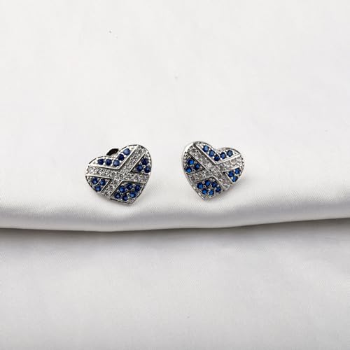 CENWA Tiny Scotland Heart Earrings Scotland Flag Heart Earrings Scottish Blue and White Cross National Flag Stud Earrings4