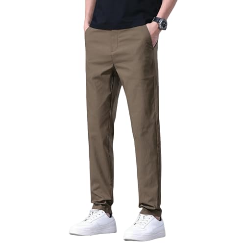 Men's Summer Thin Ice Silk Cotton Slim Straight Versatile Casual Pants