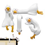 Schreibtischfiguren von Gänsen – Monitor-Dekorationen 4 Stück, Skulpturen für zentrale Steuerbildschirm, Schreibtisch-Ornamente, Miniatur Set, Wohnzimmerschrank