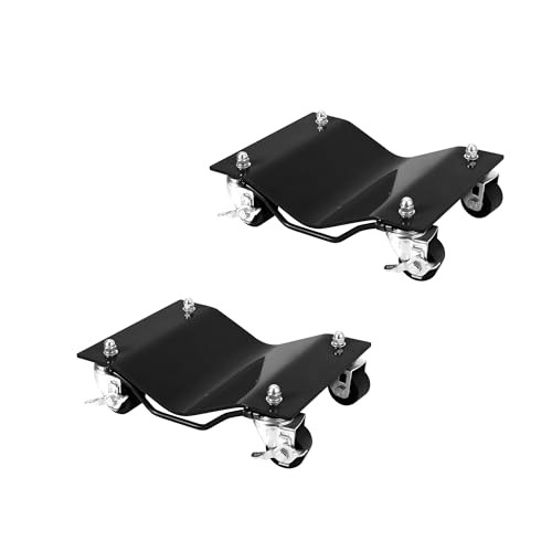 Garvee Patins rouleurs Robustes pour Roues de Voiture – Capacité 5000 lbs (2500 lbs par pièce) – Acier renforcé, roulettes 360° antidérapantes – Idéal Garage, remorquage, Stockage – Lot de 2 – Noir