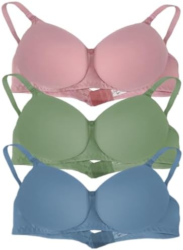 Cotton Blend Light Padded Full Coverage Wire Free Seamless t Shirt Bra for Woman Combo (B-Cup) Free Transparent Straps