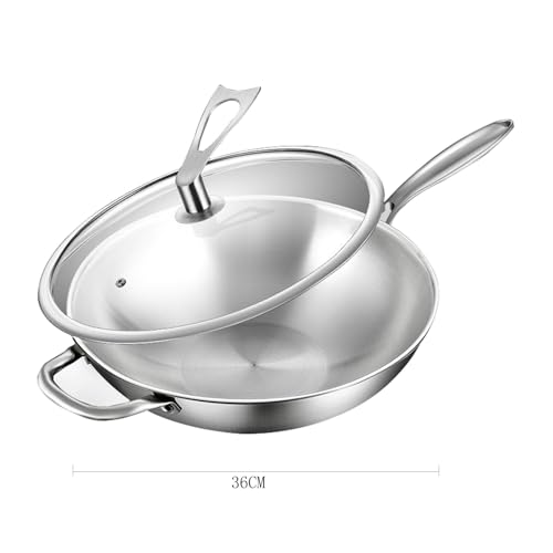 Wok de acero inoxidable, 36 cm, con tapa y antiadherente miniatura 2