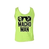 World Wrestling Entertainment WWE Old School Macho Man Glasses Adult Lime Green Tank Top Shirt (Adult Medium)