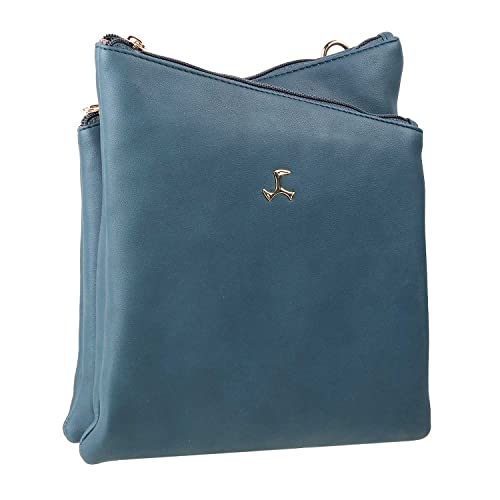 Image of Mochi Blue Faux Leather Premium Zipper Casual Sling Bag For Women (66-7211)