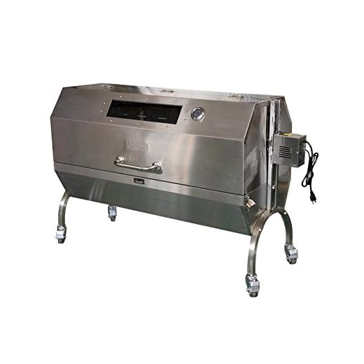 Charotis Charcoal Spit Roaster, 50W Motor, 100% Stainless Steel BBQ rotisserie for Whole Pig, Lamb, Goat - Model SSH1 -DX