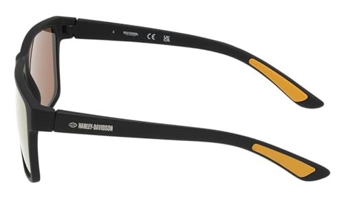 Harley-Davidson Men's Navigator Sunglasses Black Texture Frame Brown Mirror Lens2