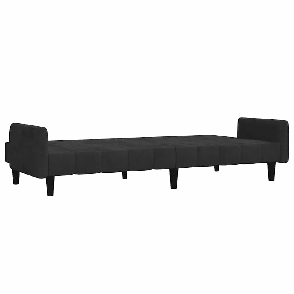 Sofa z funkcją spania 2-osobowa, czarna, aksamitna, z miejscem do przechowywania, 220 x 84,5 x 69 cm, funkcja 2 w 1, stabilna drewniana rama, wygodna tapicerka, nadaje się do salonu, pokoju