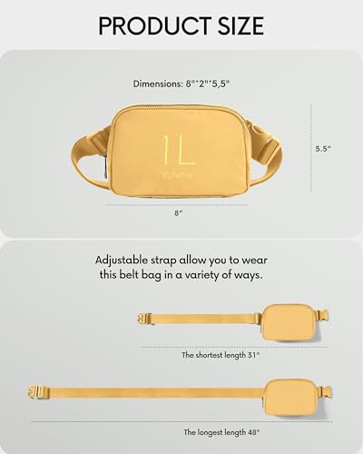 Image of ODODOS Unisex Mini Belt Bag with Adjustable Strap Small Fanny Pack for Workout Running Traveling Hiking, Buff Yellow