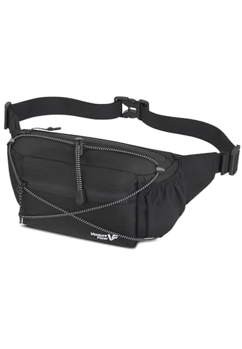 Gürteltasche mit Sicherheitsfach, große Bauchtasche mit erweiterbar, Brusttasche nutzbar für Wandern, Radfahren, Skifahren & Reisen (Schwarz)