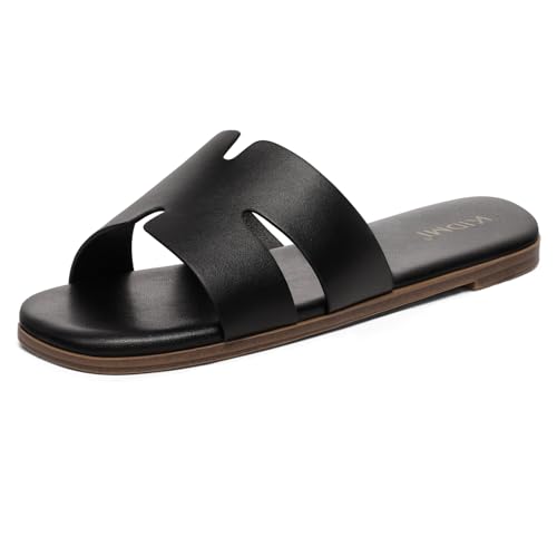 Image of KIDMI Women's Dressy Flat Sandals, Comfortable Slip On Summer Slides, Fashion Open Toe Casual Sandals