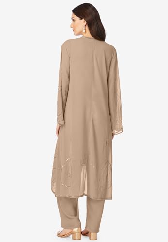 Roaman's Women's Plus Size Petite Plus Size Beaded Georgette 3-Piece Pant Set – Formal Wear2