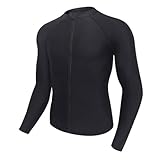 Letuwj Conjunto de camiseta de neopreno para hombre, traje de buceo al aire libre, traje de baño de manga larga, resistente al sol, Tops negros, X-Large