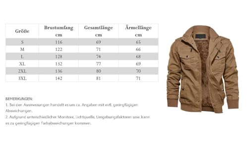 KEFITEVD Men's Winter Fleece Jacket Outdoor Sherpa Lined Warm Military Field Jacket Tactical Leisure Cargo Stand-Up Collar Coat