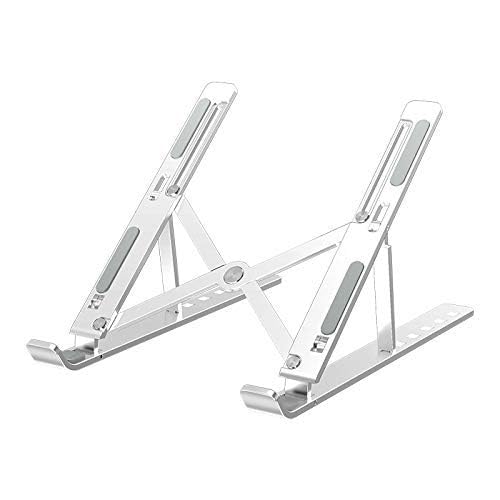 CROWNVIZ Aluminium Alloy Laptop Stand, Compatible with 9-15.6 inch Laptops, 7 Angles Adjustable Tabletop, Anti Slip Silicon Rubber Pads, Foldable (Silver) (B0C9JQ2DGD) Amazon Price History, Amazon Price Tracker
